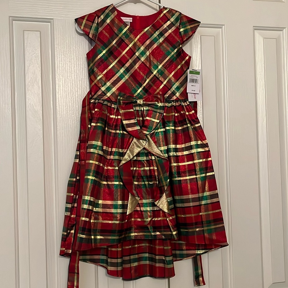 Girl’s Bonnie Jean Metallic Red Dress
